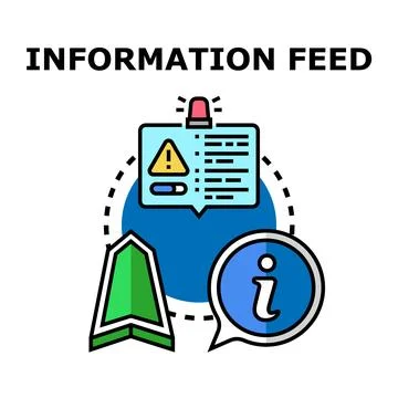 Information feed concept illustrating data stream and online notification Stock Illustration