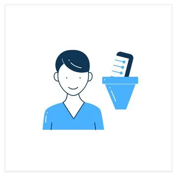 Information filtering system flat icon Stock Illustration