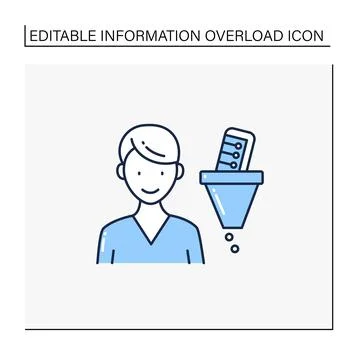 Information filtering system line icon Stock Illustration