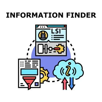 Information finder concept for data searching and processing Stock Illustration