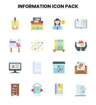 Information Flat Bundle Icons Pack Stock Illustration