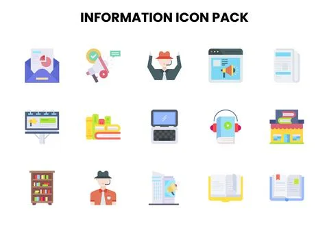 Information Flat Scalable Icons Pack 库存插图