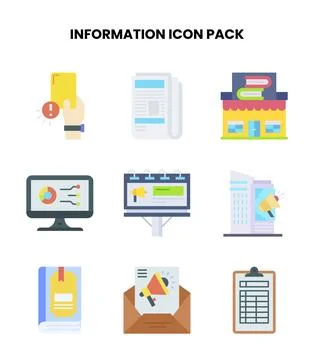 Information Flat Set Icons Pack 스톡 일러스트