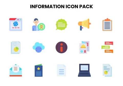 Information Flat UI Icons Pack Stock Illustration