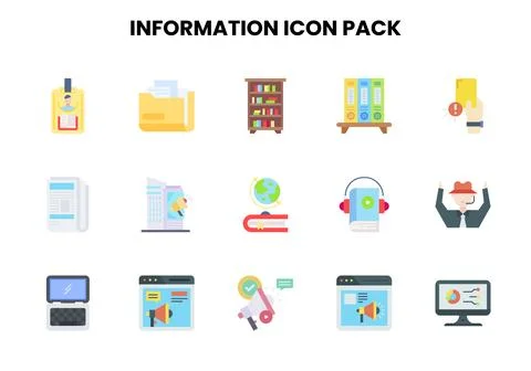 Information Flat Vector Icons Pack 库存插图