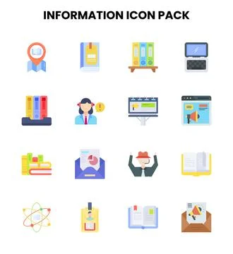 Information Flat Vector Icons Pack 스톡 일러스트