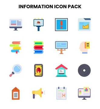 Information Flat Vector Icons Pack Stock Illustration