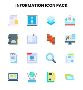 Information Flat Vector Icons Pack 스톡 일러스트