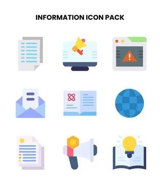 Information Flat Vector Icons Pack Stock Illustration