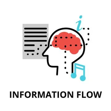 Information flow icon, flat thin line vector illustration Stock Illustration