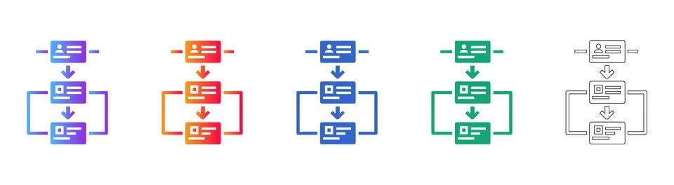 Information Flow Process Icon Set Illustrazione stock