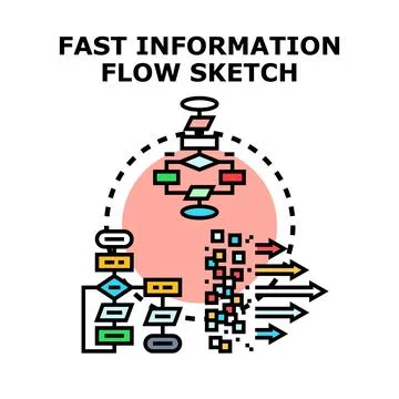 Information flow processing data quickly in business diagram Stock Illustration