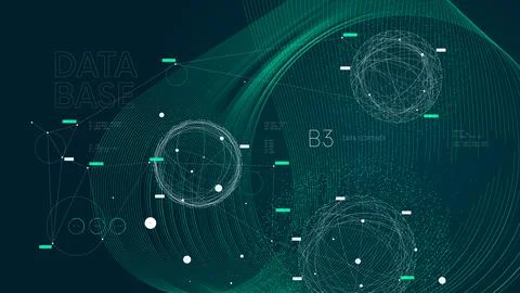 Information flow sorting and analysis, Neural network big data flow visuali.. Stock Illustration