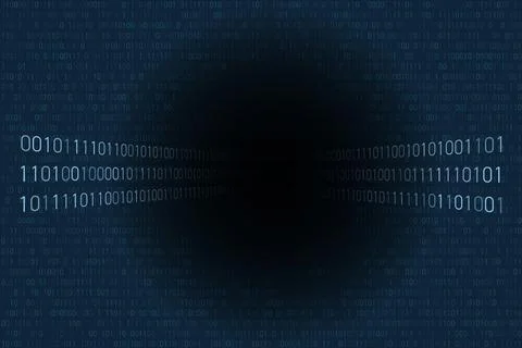 Information flow vulnerability. Binary code and black hole inside. Stock Illustration