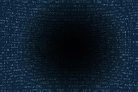 Information flow vulnerability. Binary code and black hole inside. Stock Illustration