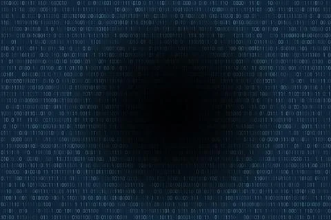 Information flow vulnerability. Binary code and black hole inside. Stock Illustration