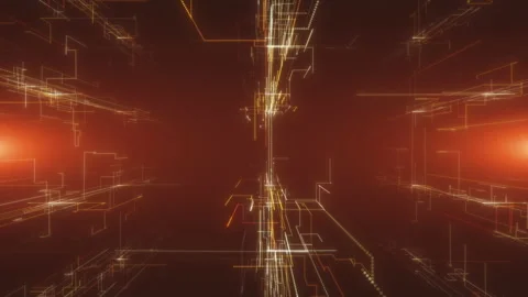 Information flows through broken, winding, high-speed lines of communication Stock Footage 231054090