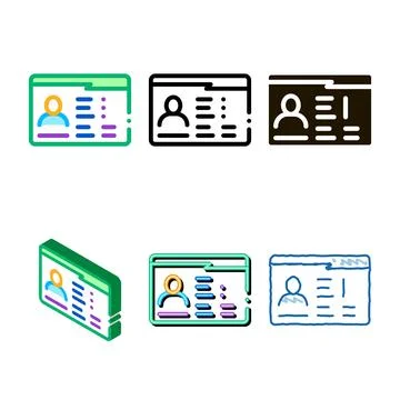 Information folder about person icon simplified vector outline Stock Illustration