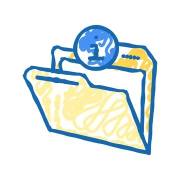 Information folder icon doodle illustration Stock Illustration