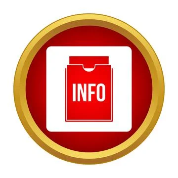 Information folder icon on a red circular button 스톡 일러스트