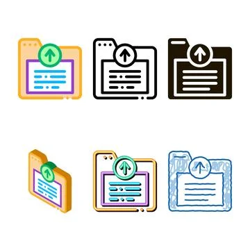 Information folder minimal icon vector outline 库存插图