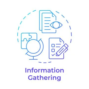 Information gathering blue gradient concept icon Stock Illustration