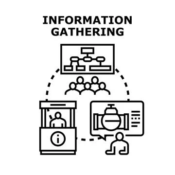 Information gathering process with data analysis and survey Stock Illustration