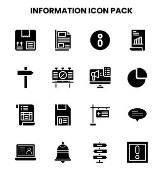 Information Glyph Collection Icons Pack Stock Illustration