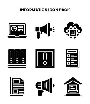 Information Glyph Graphics Icons Pack Stock Illustration