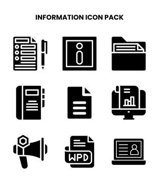 Information Glyph Graphics Icons Pack Stock Illustration