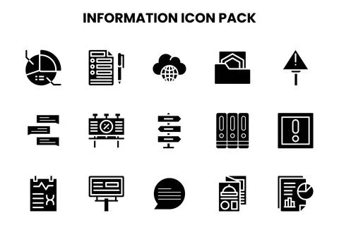Information Glyph Icons Pack Illustrazione stock
