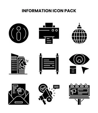 Information Glyph Icons Pack Stock Illustration