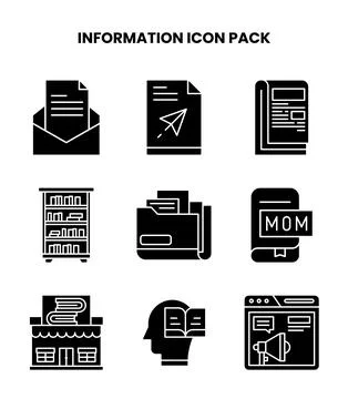 Information Glyph Icons Pack Stock Illustration