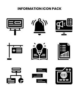 Information Glyph UI Icons Pack 스톡 일러스트