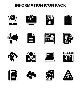 Information Glyph Vector Icons Pack 스톡 일러스트