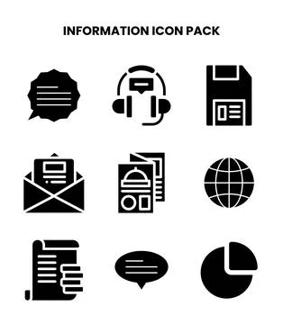 Information Glyph Vector Icons Pack Stock Illustration