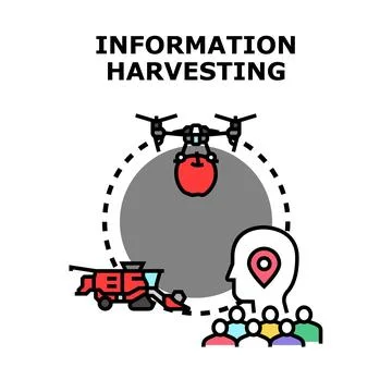 Information harvesting process acquiring digital data from people Stock Illustration