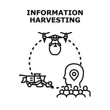 Information harvesting process acquiring digital data from people Stock Illustration