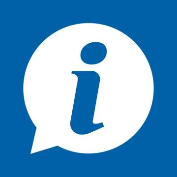 Information help icon,  info bubble desk. Vector sing isolated on blue backgr Illustrazione stock