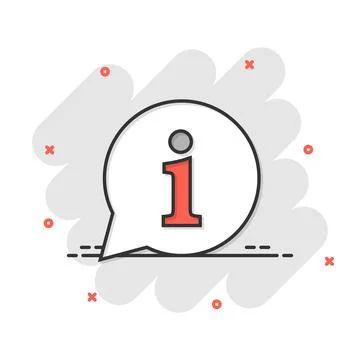 Information icon in comic style. FAQ help cartoon vector illustration on whit Stock Illustration