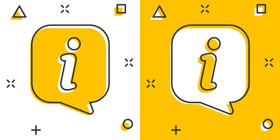 Information icon in comic style. FAQ help cartoon vector illustration on whit Stock Illustration