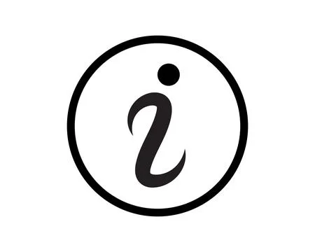 Information Icon Design Circular Frame, Letter i, Dot, Black,  Symbol Stock Illustration