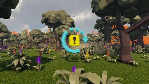 Information icon with low poly landscape 3d render Illustrazione stock
