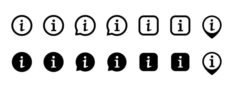 Information icon. Universal info label vector for help and support sections.. Stock Illustration