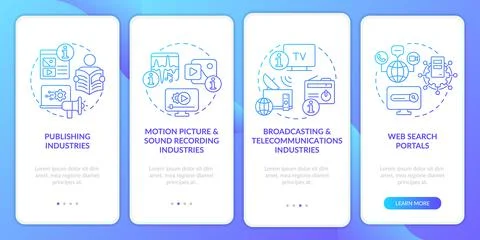 Information industry segments blue gradient onboarding mobile app screen 스톡 일러스트