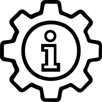 Information info sign inside gear line icon Stock Illustration