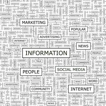 INFORMATION INFORMATION. Seamless pattern. Word cloud illustration. Copyri... Stock Photos