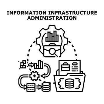 Information infrastructure administration data management strategy Stock Illustration