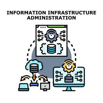 Information infrastructure administration managing digital data network Stock Illustration