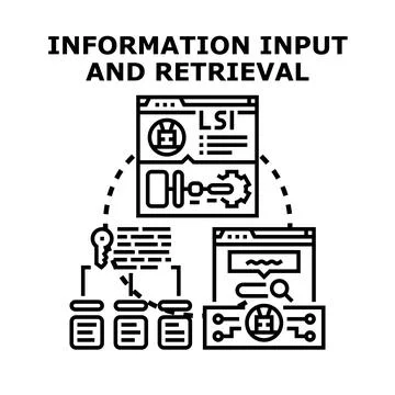 Information input retrieval and data processing concept Stock Illustration